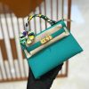 爱马仕 Mini Kelly 二代 19cm 进口掌纹牛皮 U1维罗纳绿 全手工缝制 高订鳄鱼工序