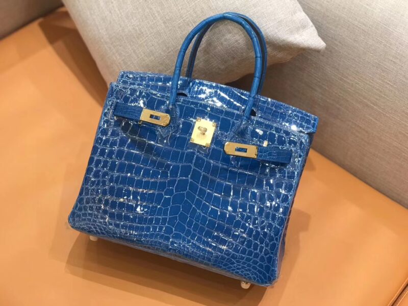 爱马仕 新增现货 birkin 铂金包 电光蓝 一级鳄鱼皮 金扣 30cm - Image 7