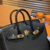 爱马仕 Birkin 铂金包 经典黑 鳄鱼皮拼德国togo牛皮 全手工缝制 金扣 25cm