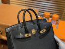 爱马仕 Birkin 铂金包 经典黑 鳄鱼皮拼德国togo牛皮 全手工缝制 金扣 25cm