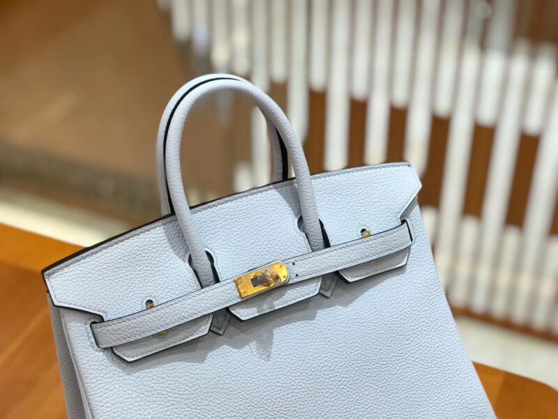 爱马仕 Birkin 25cm 雾蓝 Togo小牛皮 金扣 原版蜜蜡线 顶级手工缝制 - Image 4