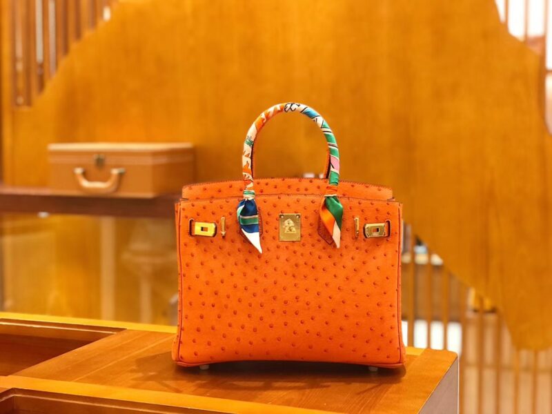 爱马仕 Birkin 30cm 经典橙 鸵鸟皮 全手工缝制