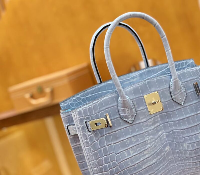 爱马仕 Birkin 30cm 北方蓝 银扣 一级皮 尼罗鳄鱼皮 臻品级别 - Image 5