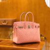 爱马仕 新增现货 Birkin 30cm 奶昔粉 南非KK级鸵鸟皮 银扣 原版蜜蜡线 顶级手工缝制