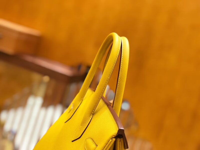 爱马仕 Birkin 30cm 琥珀黄 Epsom掌纹小牛皮 金扣 原版蜜蜡线 顶级手工缝制 - Image 6