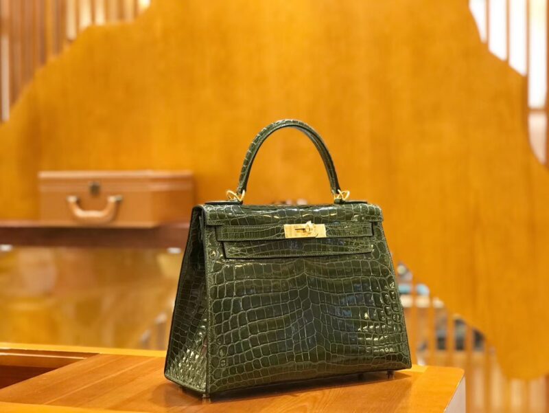 爱马仕 Kelly 28cm 橄榄绿 一级尼罗鳄 金扣 原版蜜蜡线 顶级手缝 - Image 2