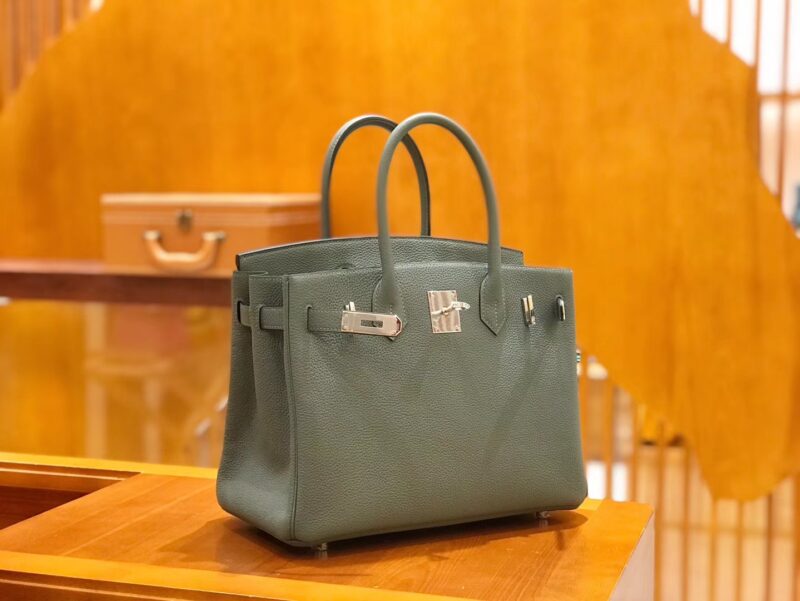 爱马仕 Birkin 30cm togo牛皮 杏仁绿 银扣 全手工缝制 - Image 2