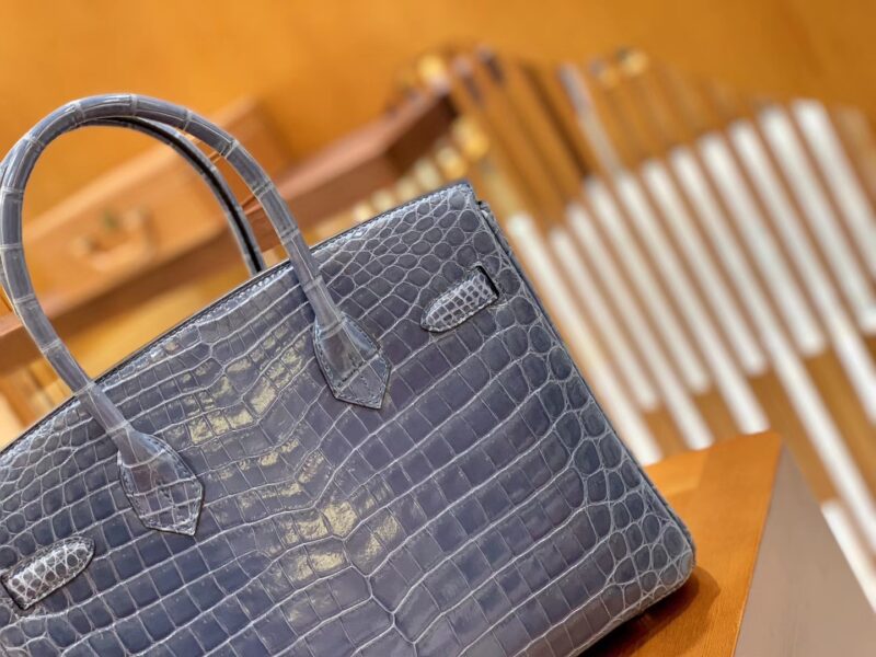 爱马仕 Birkin 30cm 牛仔蓝 金扣 一级皮 尼罗鳄鱼皮 臻品级别 - Image 2