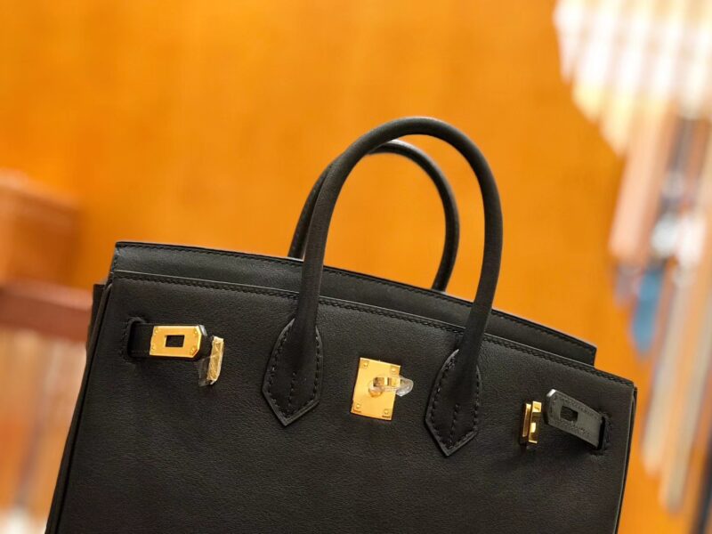 爱马仕 Birkin 25cm swift 牛皮 经典黑 金扣 全手工缝制 - Image 4