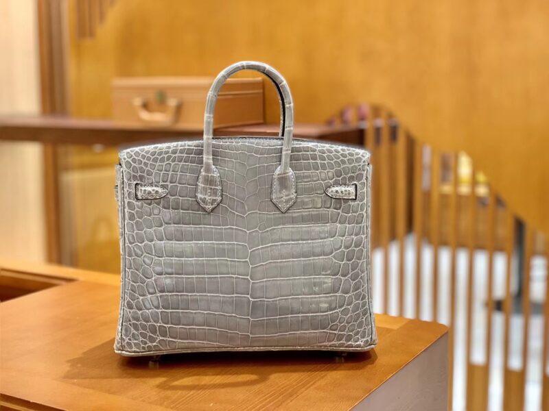 爱马仕 Birkin 铂金包 巴黎灰 一级皮 尼罗鳄鱼皮 臻品级别 银扣 25cm - Image 3