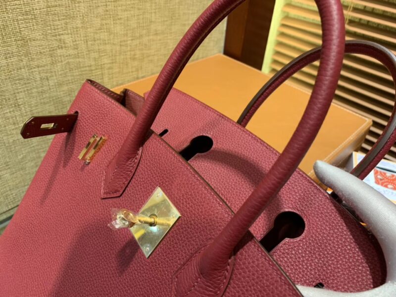 爱马仕 Birkin 30cm ( 铂金包) Togo小牛皮 石榴红 原版蜜蜡线 全手工缝制 - Image 5