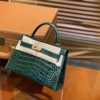 爱马仕 迷你2代 19cm 祖母绿 一级美洲 鳄鱼皮 顶级手工 金扣
