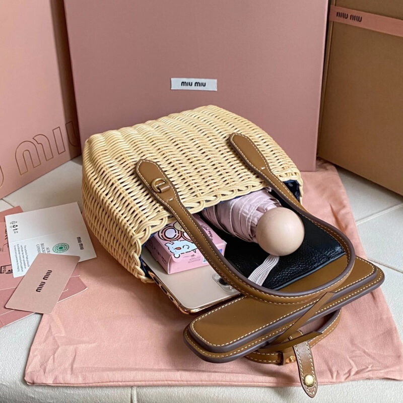 miumiu缪缪*5BA222柳条皮革手提袋免检吧 - Image 9