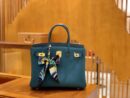 爱马仕 Birkin 铂金包 靛蓝 祖母蓝 Touch 鳄鱼皮拼牛皮 金扣 30cm