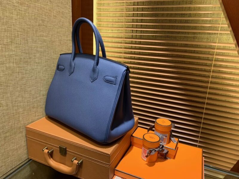 爱马仕 Birkin铂金包 玛瑙蓝 德国进口小牛皮 顶级品质全手工缝制 金扣 30cm - Image 6