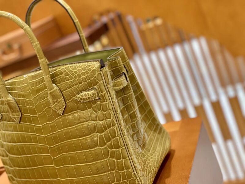 爱马仕 Birkin 30cm 芥末绿 金扣 一级皮 尼罗鳄鱼皮 臻品级别 - Image 4