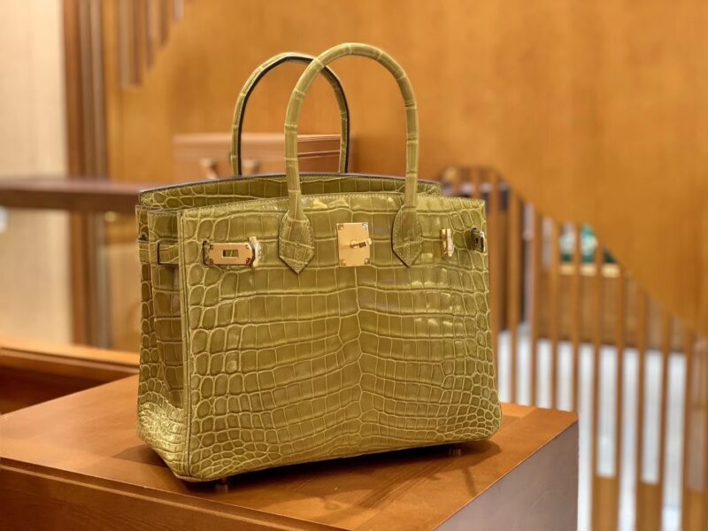 爱马仕 Birkin 30cm 芥末绿 金扣 一级皮 尼罗鳄鱼皮 臻品级别 - Image 6