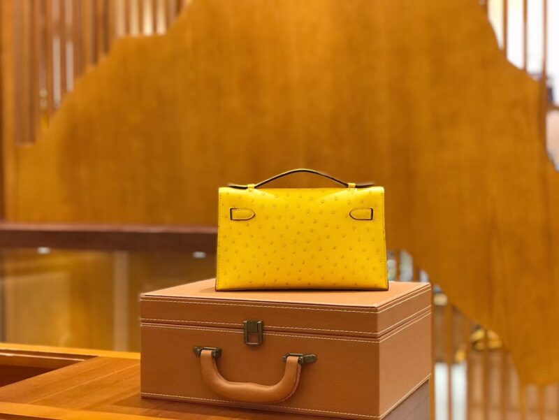 爱马仕 Mini kelly 22cm 那不勒斯黄 南非KK级鸵鸟皮 银扣 原版蜜蜡线 顶级手工 - Image 3