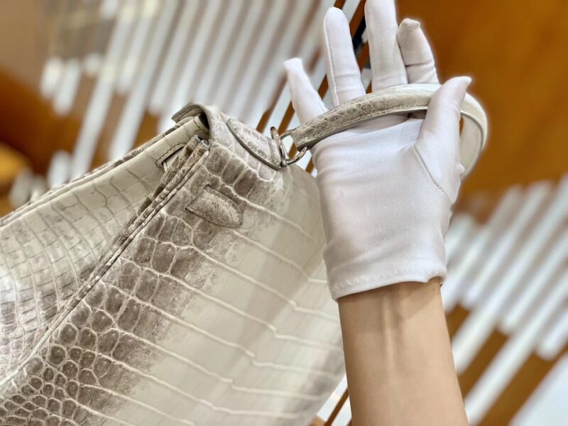 爱马仕 Kelly 28cm 银扣 尼罗鳄鱼皮 喜马拉雅 原版蜜蜡线 顶级手缝 现货 - Image 5