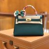 爱马仕 Mini kelly 迷你凯莉 孔雀绿 掌纹小牛皮 全手工缝制 臻品级别 金扣 19cm 现货