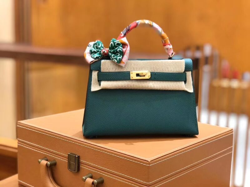 爱马仕 Mini kelly 迷你凯莉 孔雀绿 掌纹小牛皮 全手工缝制 臻品级别 金扣 19cm 现货