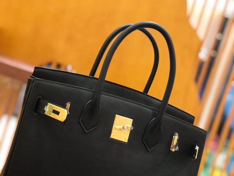 爱马仕 Birkin 30cm 经典黑 Swift 牛皮 金扣 原版蜜蜡线 顶级手工缝制 - Image 4