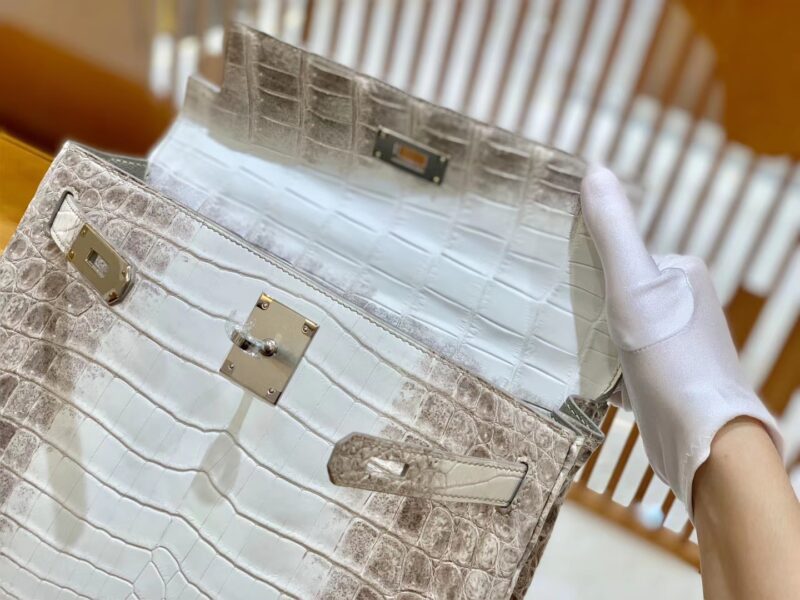 爱马仕 Kelly 28cm 银扣 尼罗鳄鱼皮 喜马拉雅 原版蜜蜡线 顶级手缝 现货 - Image 6