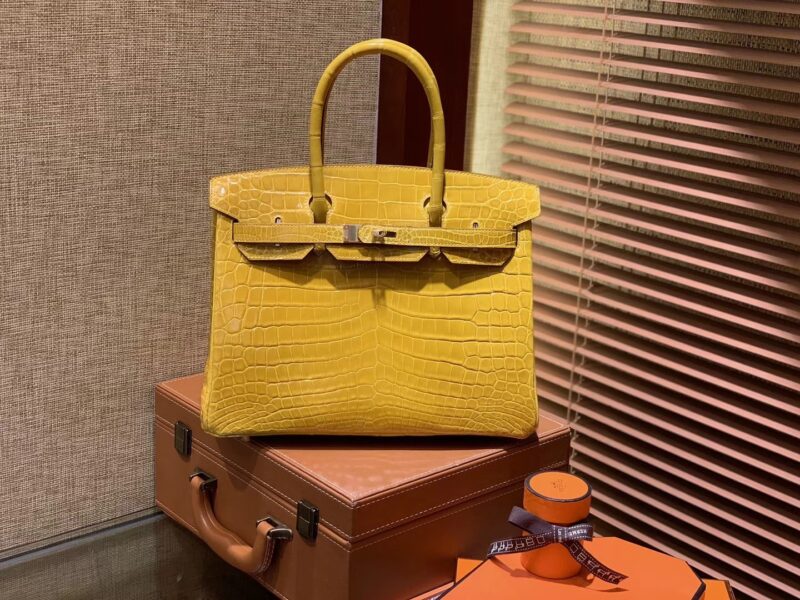 爱马仕 Birkin铂金包 琥珀黄 一级皮 尼罗鳄鱼 进口原料 顶级手缝工艺 30cm