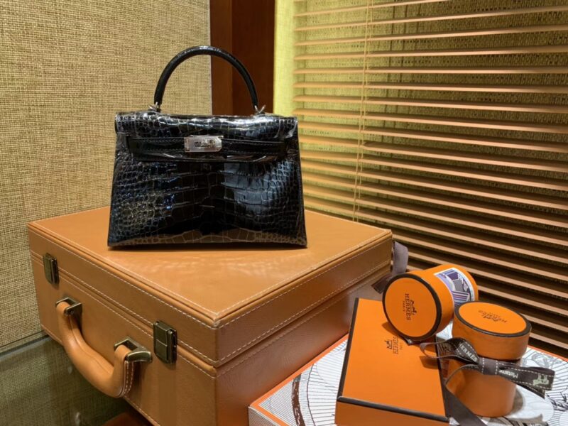 爱马仕 Mini Kelly 黑色 一级美洲鳄鱼皮 顶级全手工缝制 臻品级别 19cm 2代