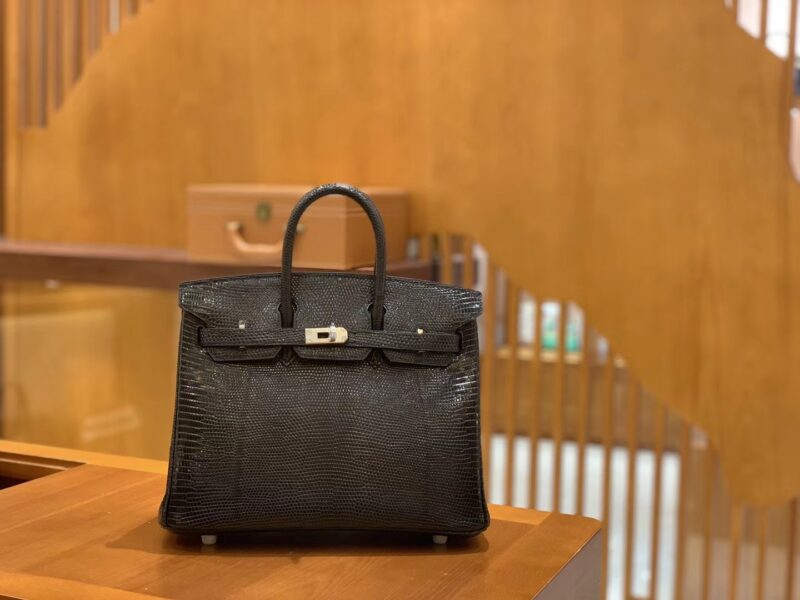 爱马仕 Birkin 铂金包 经典黑 蜥蜴皮 银扣 25cm