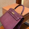 爱马仕 Kelly 25cm 波尔多酒红 仿蜥蜴皮 巨蜥 顶级手工缝制 金扣