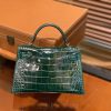 爱马仕 Mini kelly 19cm 一级美洲鳄鱼皮 祖母绿 金扣 原版蜜蜡线 顶级手工