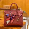 爱马仕 Birkin 铂金包 石榴红 鸵鸟皮 手缝工艺 金扣 30cm 现货