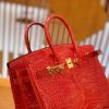 爱马仕 Birkin 铂金包 法拉利红 美洲鳄鱼皮 品相佳 金扣 25cm