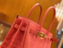 爱马仕 Birkin 铂金包 尼罗鳄鱼皮 唇膏粉 30cm