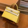 爱马仕 Mini Kelly 迷你凯莉 柠檬黄 一级美洲鳄鱼皮 全手工缝制 臻品级别 金扣 19cm 2代