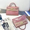爱马仕 MiniKelly迷你凯莉 藕粉色 尼罗鳄 美洲鳄 全手工缝制 2代 金扣 19cm