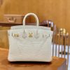 c13ce76284d1a61.jpg 爱马仕 Birkin 铂金包 羊毛白 一级皮 尼罗鳄鱼皮 臻品级别 金扣 25cm