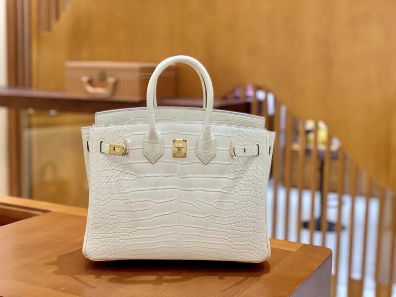 爱马仕 Birkin 铂金包 羊毛白 一级皮 尼罗鳄鱼皮 臻品级别 金扣 25cm - Image 2