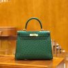 爱马仕 Kelly 28cm 丝绒绿 金扣 南非kk级鸵鸟皮 原版蜜蜡线 顶级手工缝制