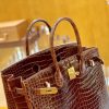 c1c43d92cce0494.jpg 爱马仕 Birkin 铂金包 咖啡色 亮面湾鳄 银扣 35cm