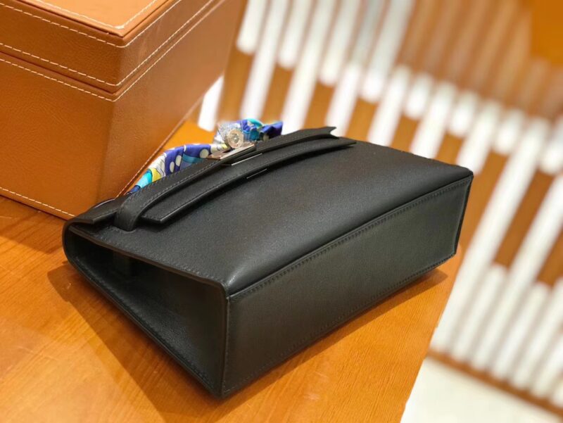 爱马仕 Mini kelly 22cm 经典黑 Swift 牛皮 银扣 原版蜜蜡线 顶级手缝 - Image 5