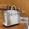 爱马仕 Birkin 25cm 喜马拉雅 一级尼罗鳄鱼皮 银扣 原版蜜蜡线 顶级手工缝制