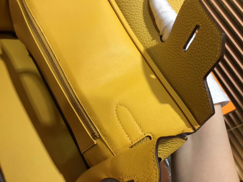 爱马仕 Birkin 30cm ( 铂金包) Togo小牛皮 9D 琥珀黄 原版蜜蜡线 全手工缝制 - Image 3