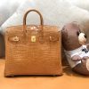 爱马仕 Birkin 25cm 太妃金 一级美洲鳄 金扣 原版蜜蜡线 顶级手工