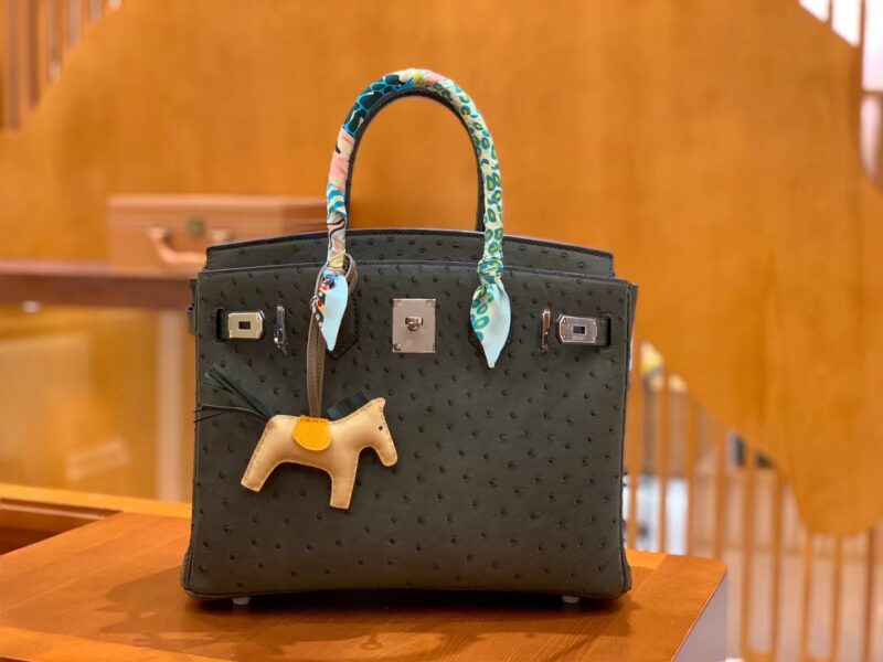 爱马仕 Birkin 30 鸵鸟皮 锡器灰 全手工缝制