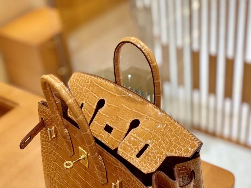 爱马仕 Birkin 铂金包 太妃金 一级皮 美洲鳄鱼皮 臻品级别 金扣 25cm - Image 6