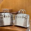 爱马仕 Birkin 铂金包 喜马拉雅 深色 特级品质 一级皮 尼罗鳄鱼皮 银扣 25cm