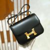 爱马仕 康斯坦 18cm 经典黑 Box 牛皮 金扣 原版蜜蜡线 顶级手缝