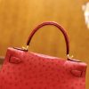 爱马仕 Kelly 28cm 爱心红 金扣 鸵鸟皮 全手工缝制